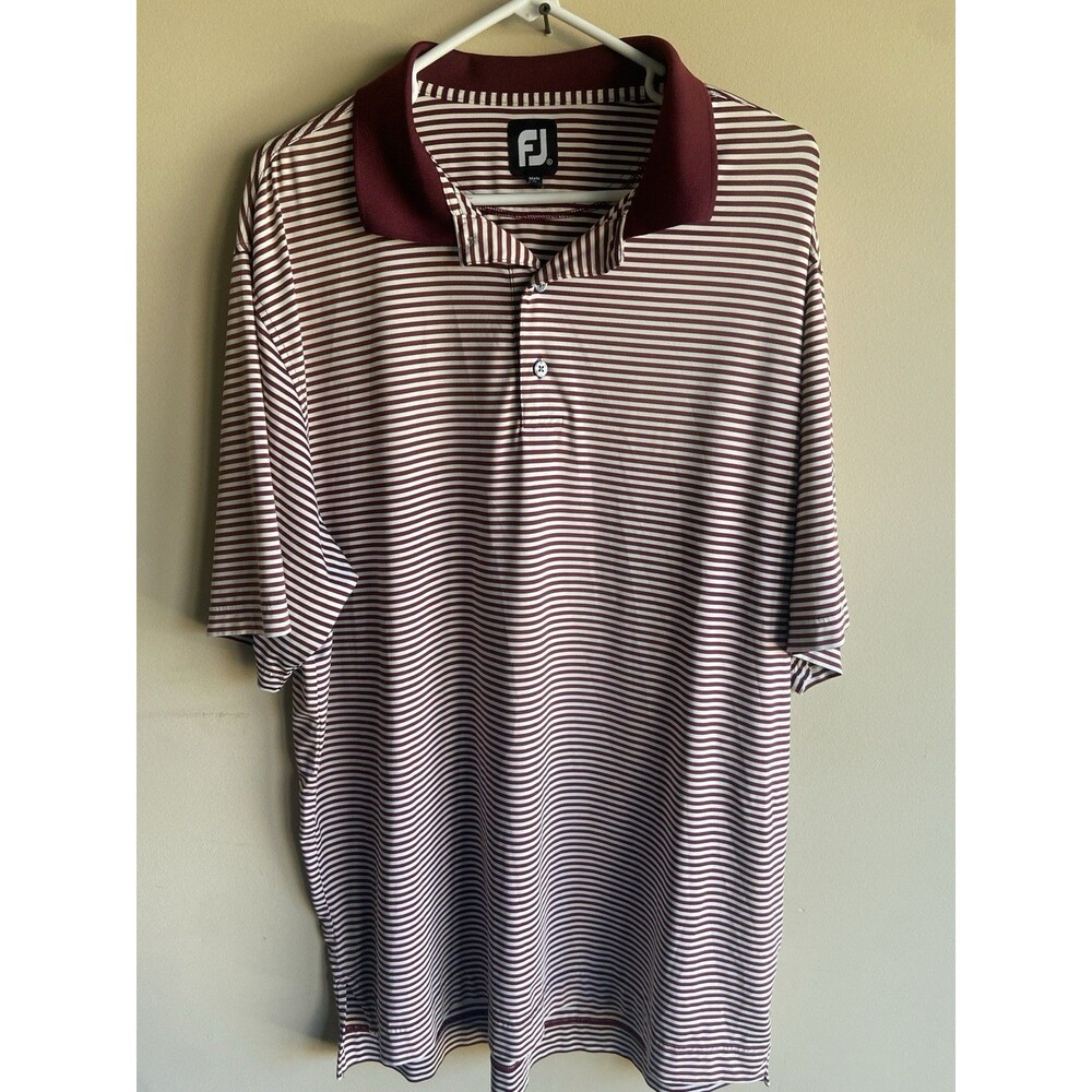 Footjoy FJ Striped Golf Polo Shirt Performance Logo Top Mens XL Short Sleeve